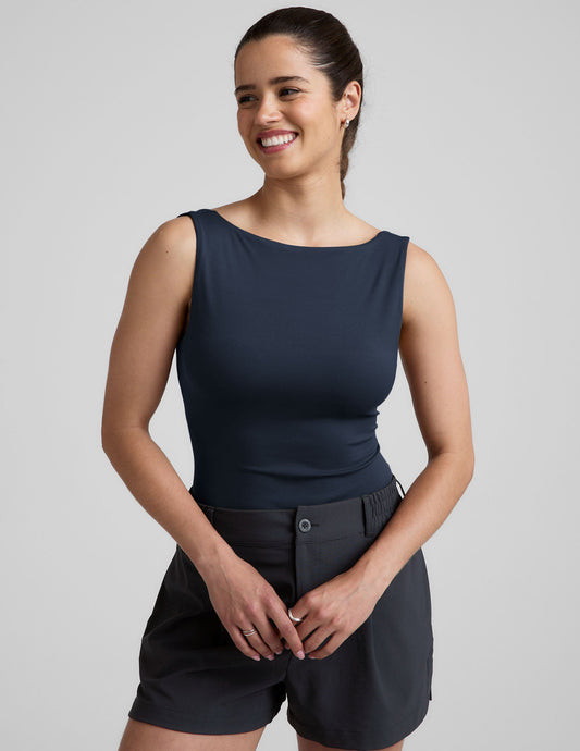 Eclipse Open Back Tank Top with Built-in Bra for Women