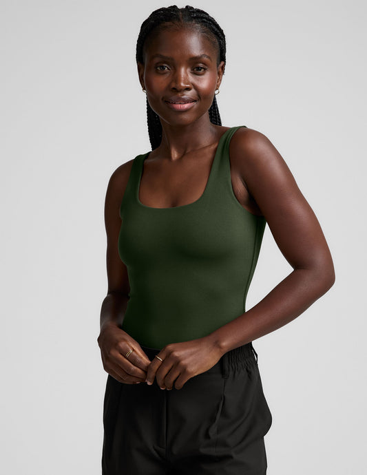 Women's Double-Layered Square Neckline Tank Bodysuit for Ultimate Comfort