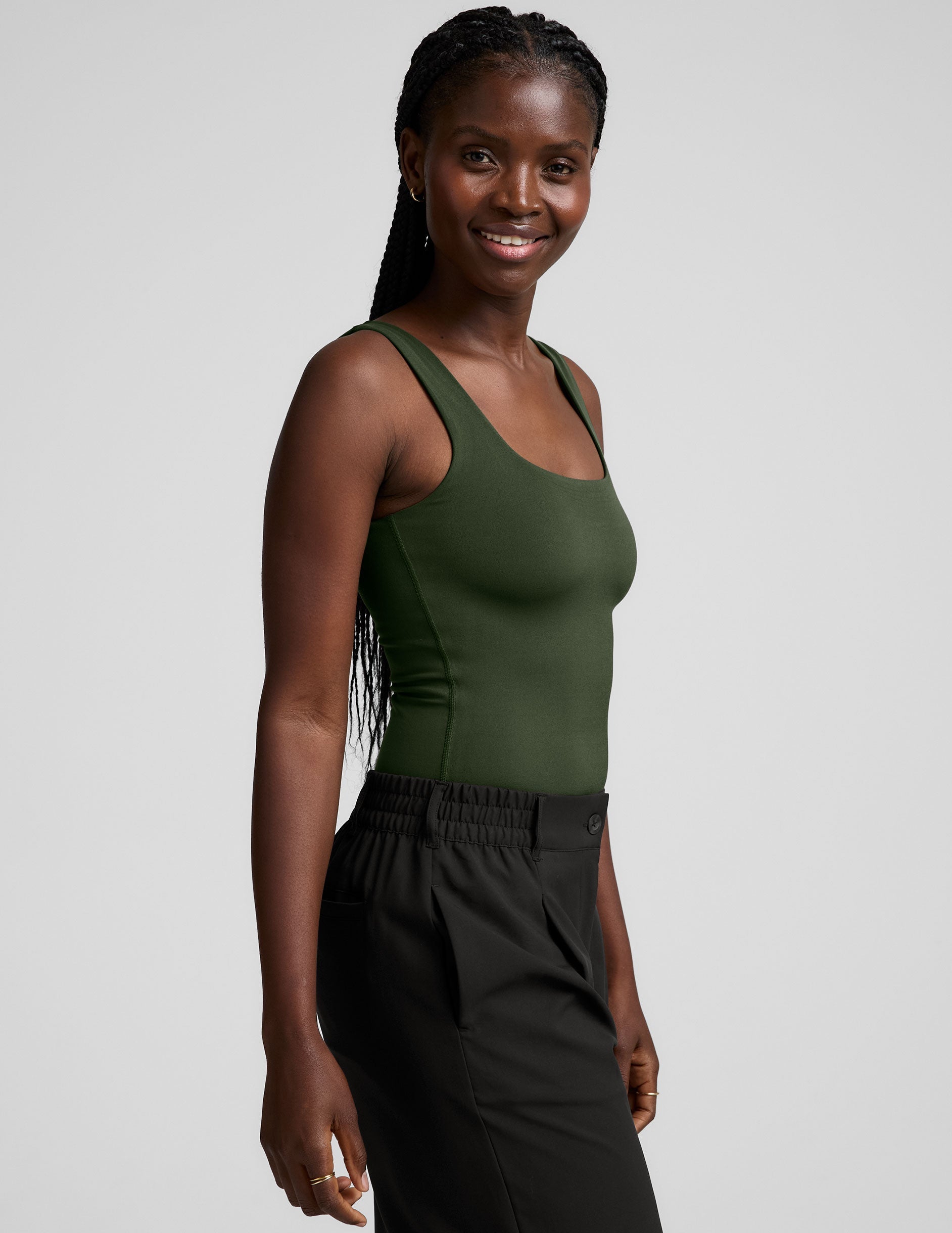 Women's Double-Layered Square Neckline Tank Bodysuit for Ultimate Comfort