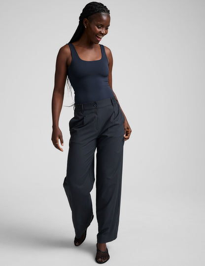 Versatile Women's Double-Layered Square Neck Bodysuit with Snap Closure