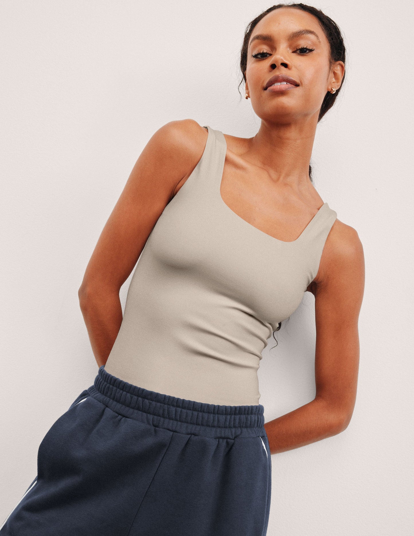 Women's Double-Layered Square Neck Tank Bodysuit - Essential Fitted Comfort
