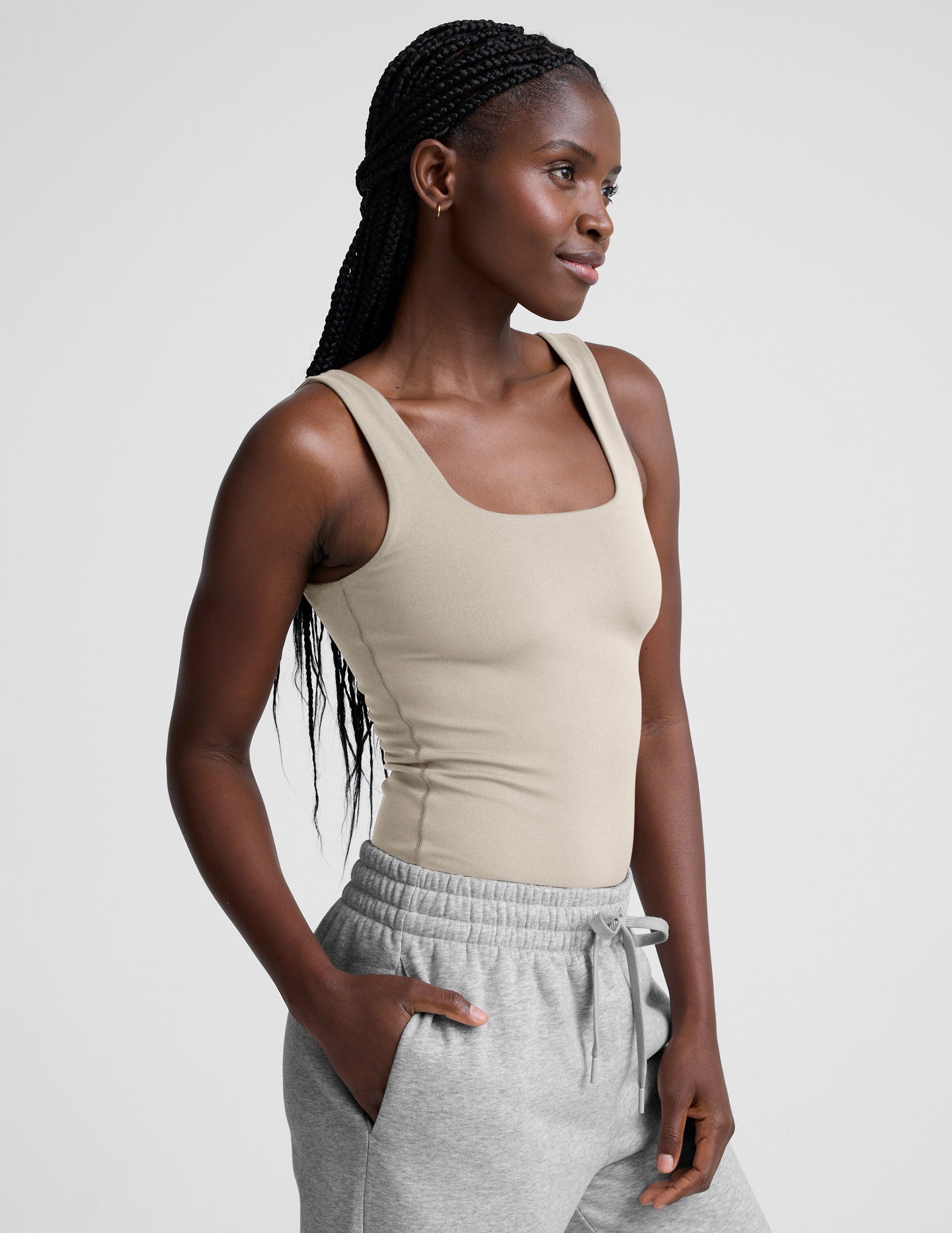 Women's Double-Layered Square Neck Tank Bodysuit - Essential Fitted Comfort
