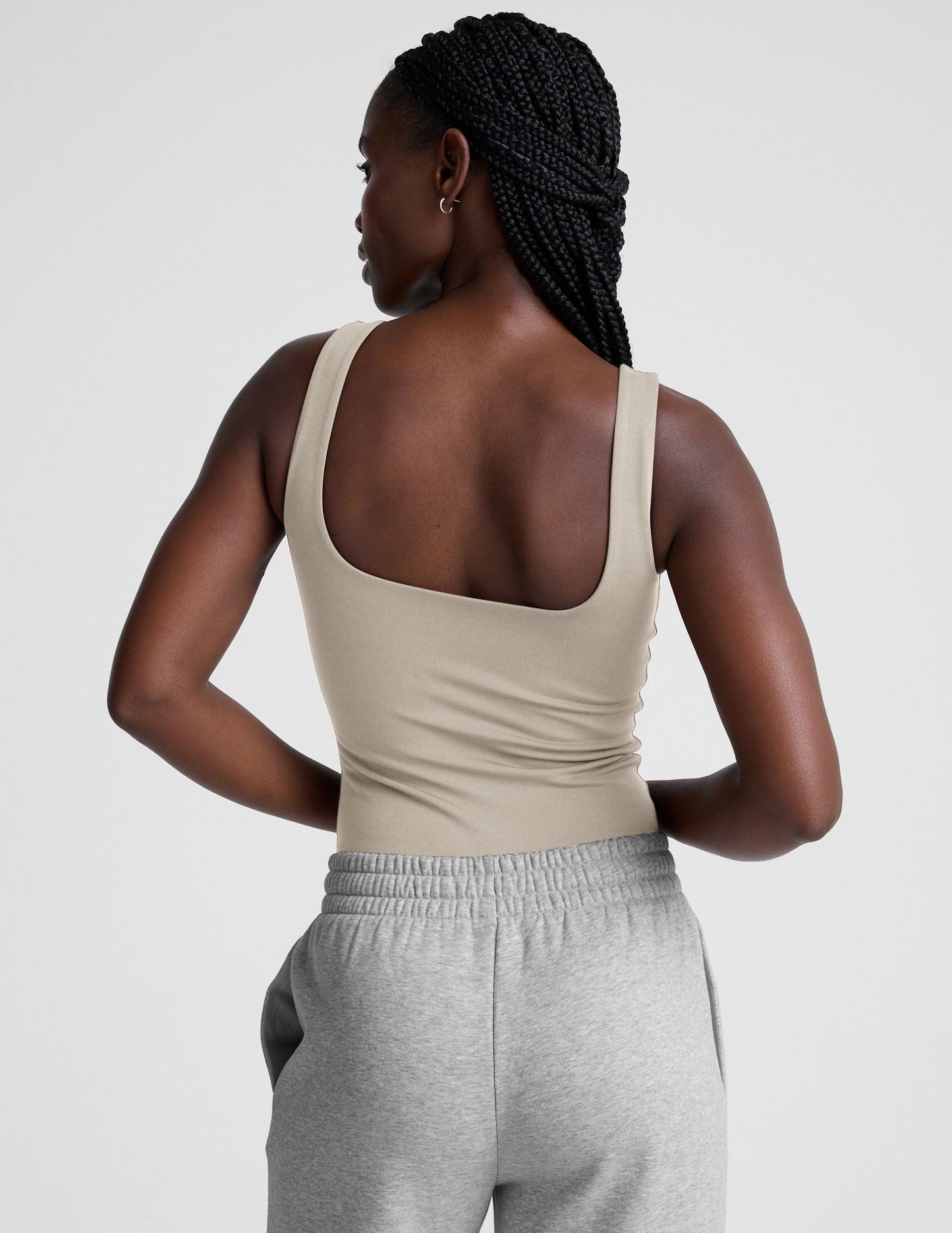 Women's Double-Layered Square Neck Tank Bodysuit - Essential Fitted Comfort