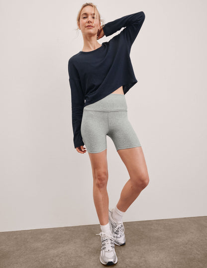 Women's Relaxed Fit Slub Jersey High-Low Long Sleeve Top