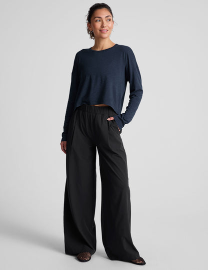 Women's Relaxed Fit Slub Jersey High-Low Long Sleeve Top