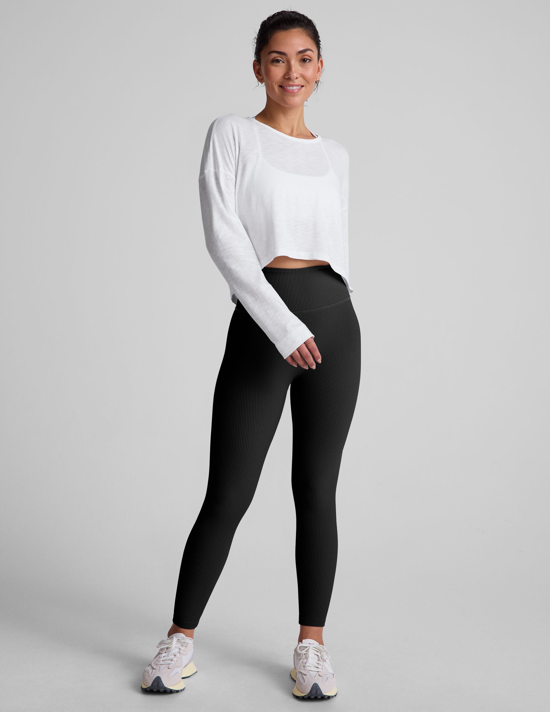 Relaxed Slub Jersey High-Low Long Sleeve Top for Effortless Comfort