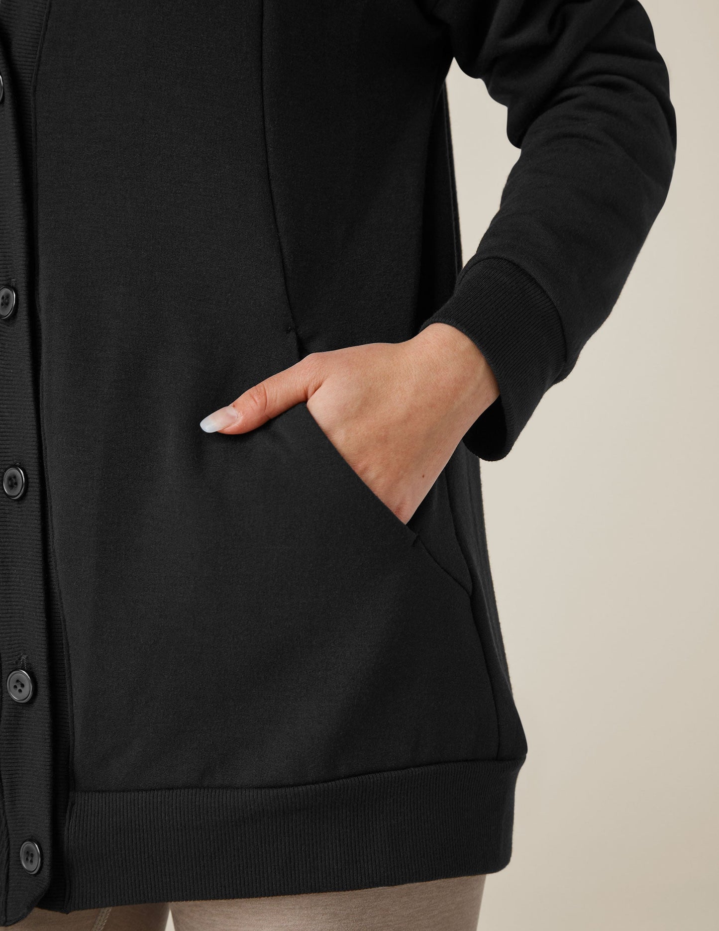 Women's Soft Fleece Oversized Button-Up Cardigan with Convenient Pockets