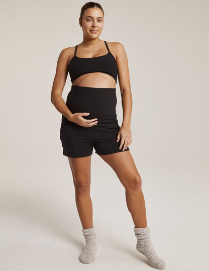 Beyond Yoga Cozy Fleece Foldover Maternity Short: Ultra-Soft, High-Rise, Pocketed Comfort