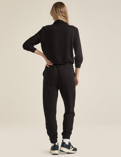 Cozy Fleece Half-Zip Jumpsuit with Pockets and Adjustable Drawstring Waist