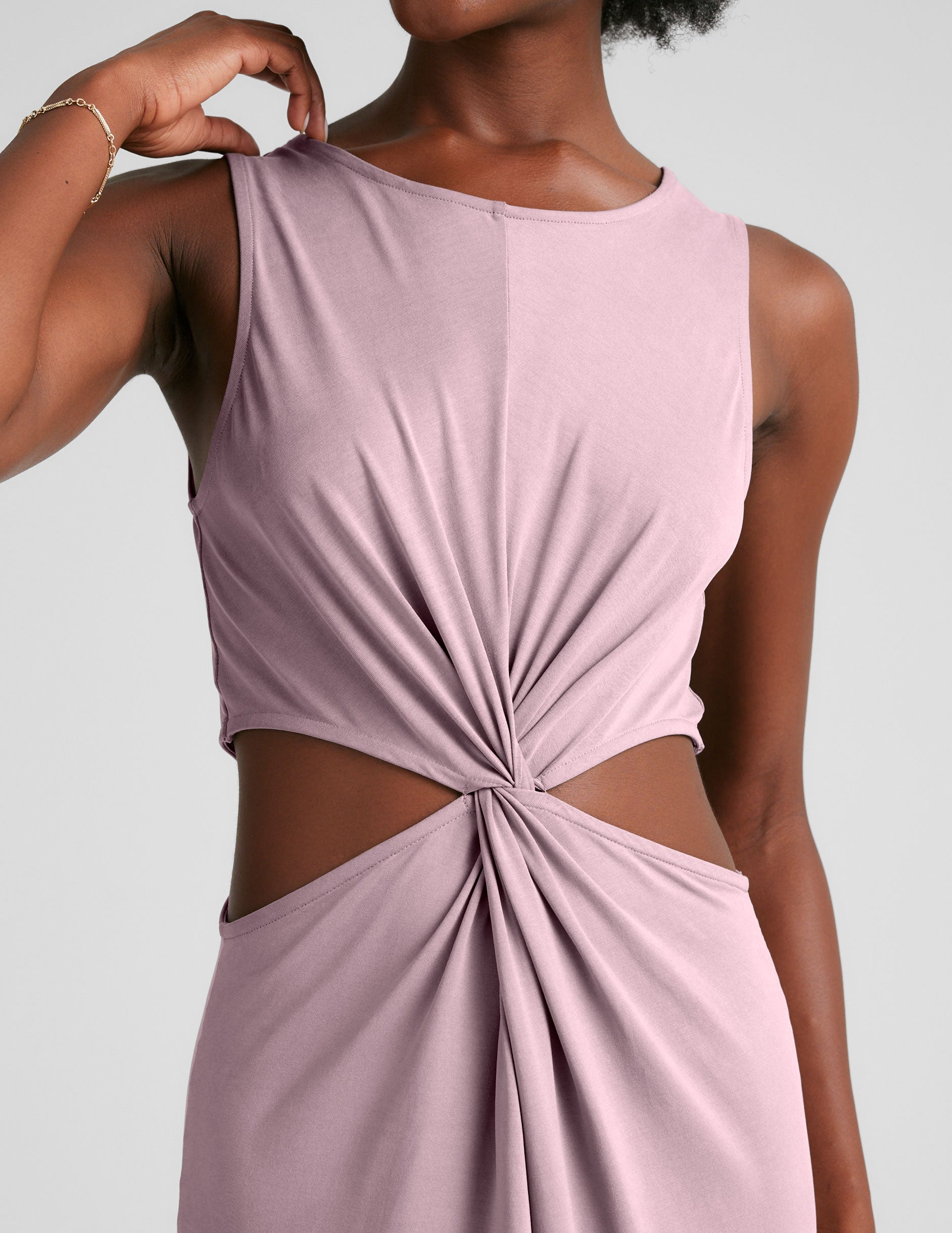 Blush Blooms Twist Front Midi Dress - Soft Sueded Comfort for Women