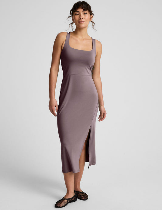 Versatile Travel-Ready Square Neck Midi Dress - Comfortable Summer Staple