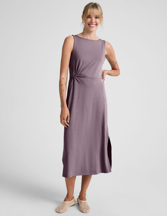 Chic Woodland Rotation Side Twist Midi Dress for Women's Everyday Style