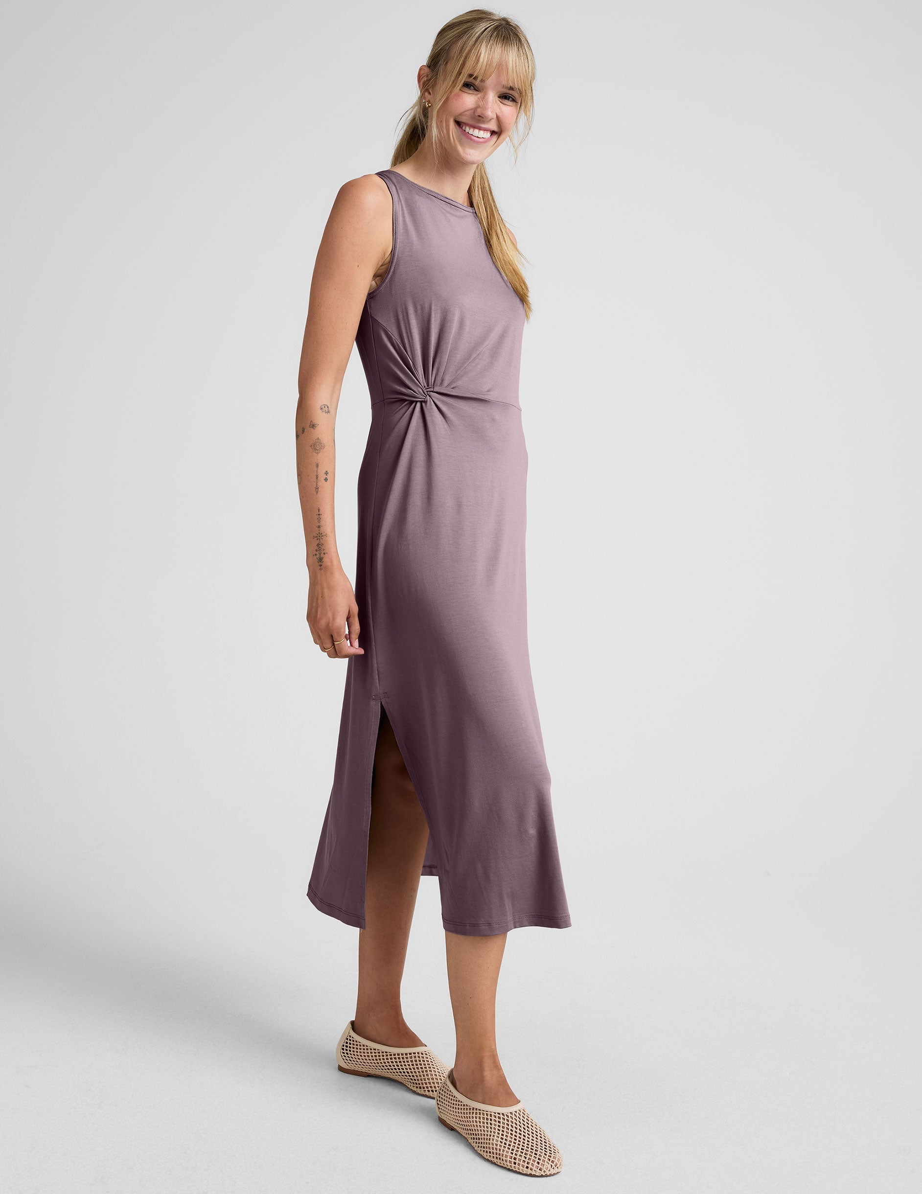 Chic Woodland Rotation Side Twist Midi Dress for Women's Everyday Style
