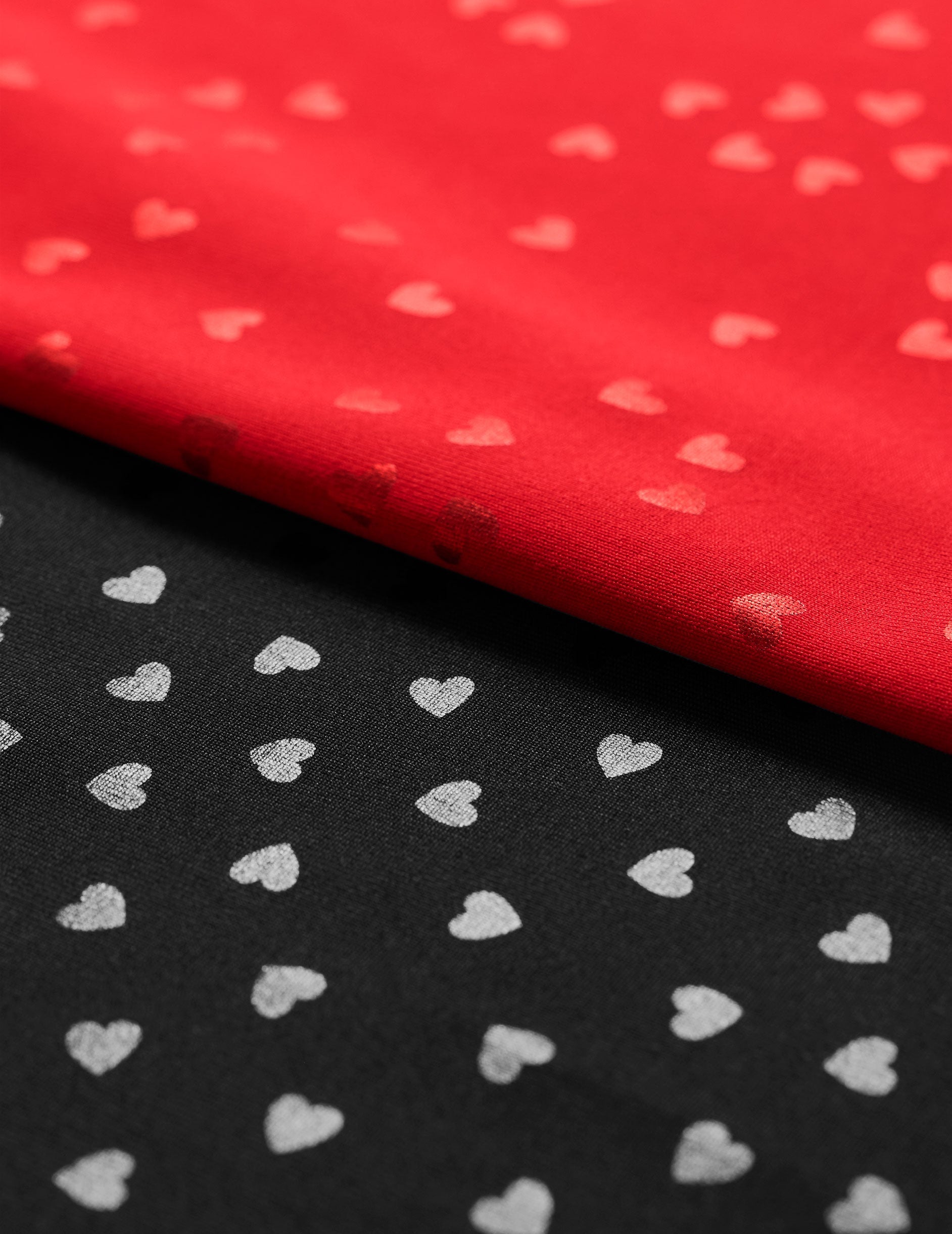 Candy Apple Red PowerShine High-Waisted Midi Leggings with Shimmering Hearts