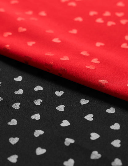 Candy Apple Red PowerShine High-Waisted Midi Leggings with Shimmering Hearts