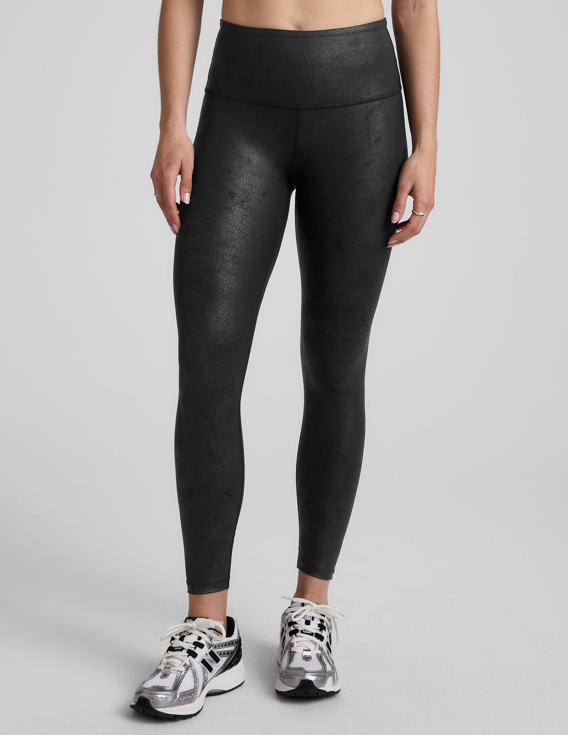 Sleek Faux Leather High-Waisted Midi Leggings: Comfortable, Stylish, and Versatile for Women