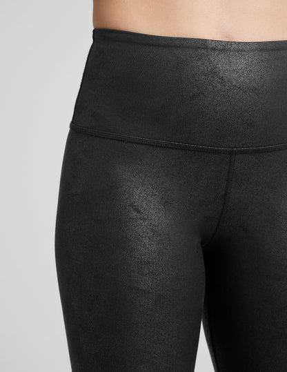Sleek Faux Leather High-Waisted Midi Leggings: Comfortable, Stylish, and Versatile for Women