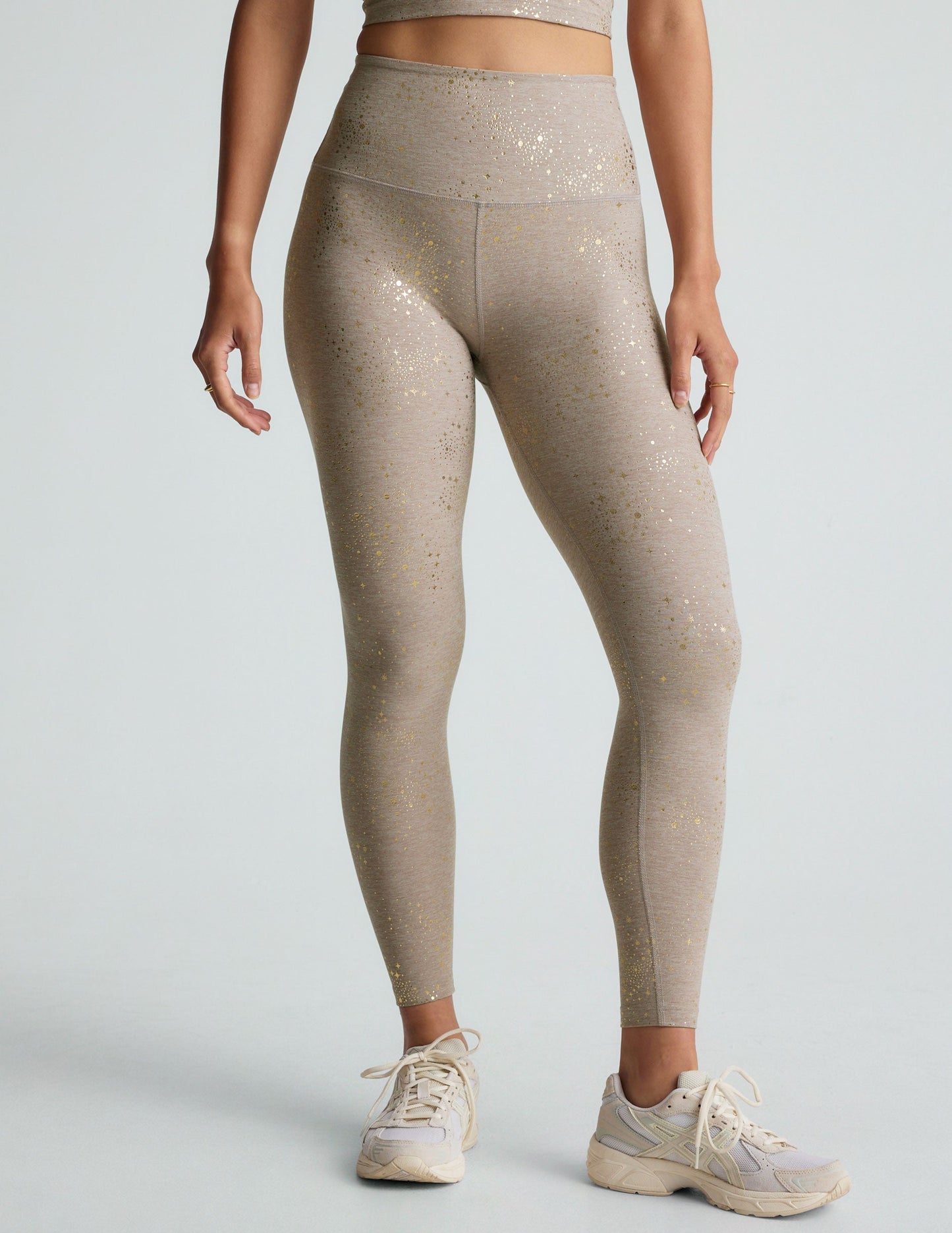 Comfortable SoftShine High-Waisted Midi Leggings with Star Shine Print