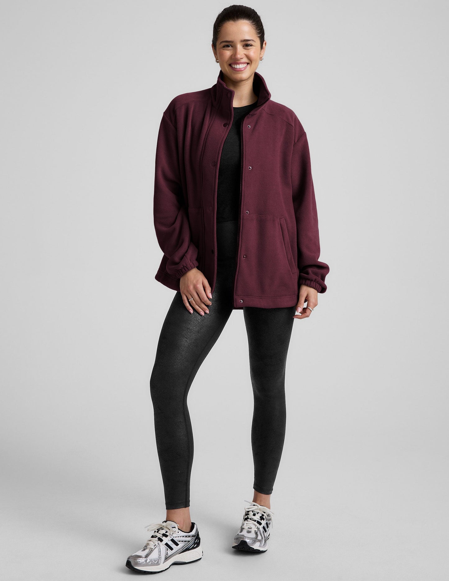 Cozy Fleece Explorer Jacket: Full Zip, Snap Closure, Warm Pockets, Relaxed Fit