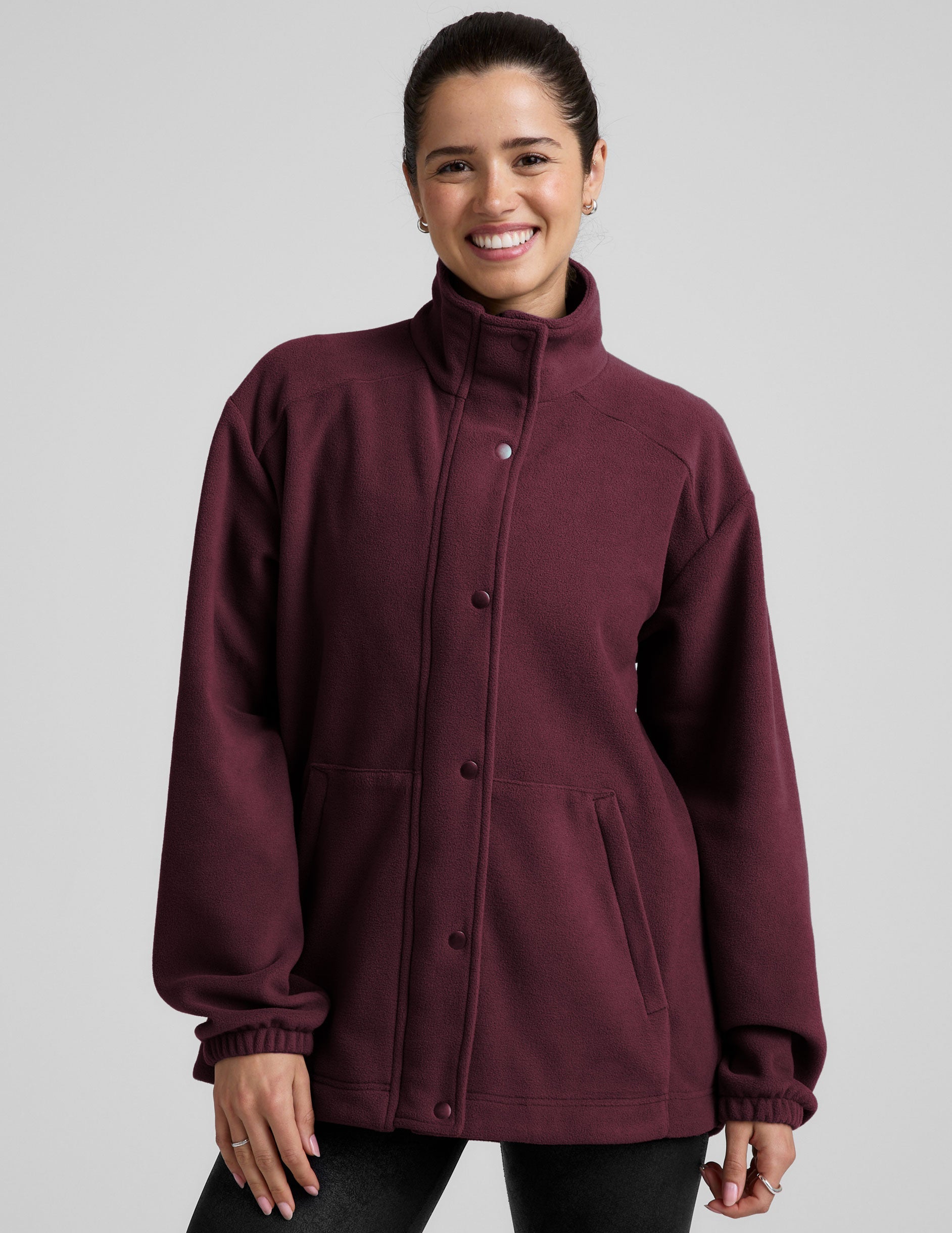 Cozy Fleece Explorer Jacket: Full Zip, Snap Closure, Warm Pockets, Relaxed Fit