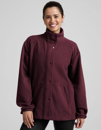 Cozy Fleece Explorer Jacket: Full Zip, Snap Closure, Warm Pockets, Relaxed Fit