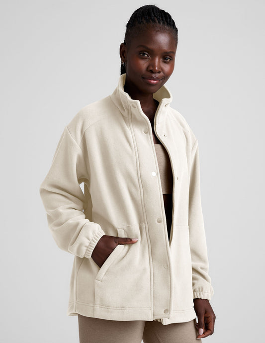 Cozy Fleece Explorer Jacket: Full Zip, Snap Closure & Handy Pockets