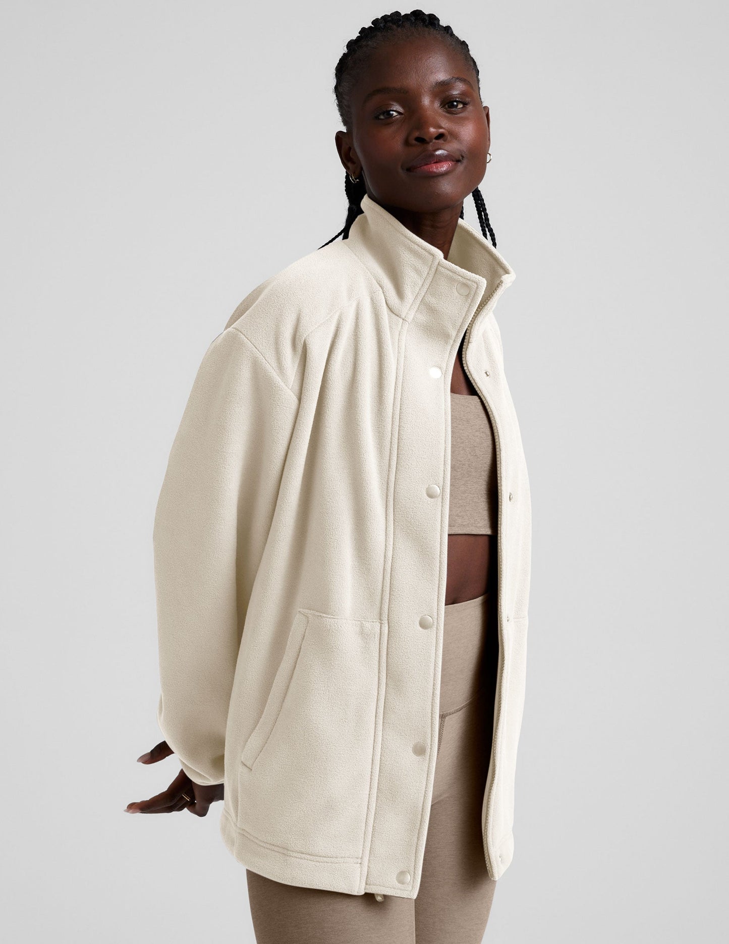 Cozy Fleece Explorer Jacket: Full Zip, Snap Closure & Handy Pockets