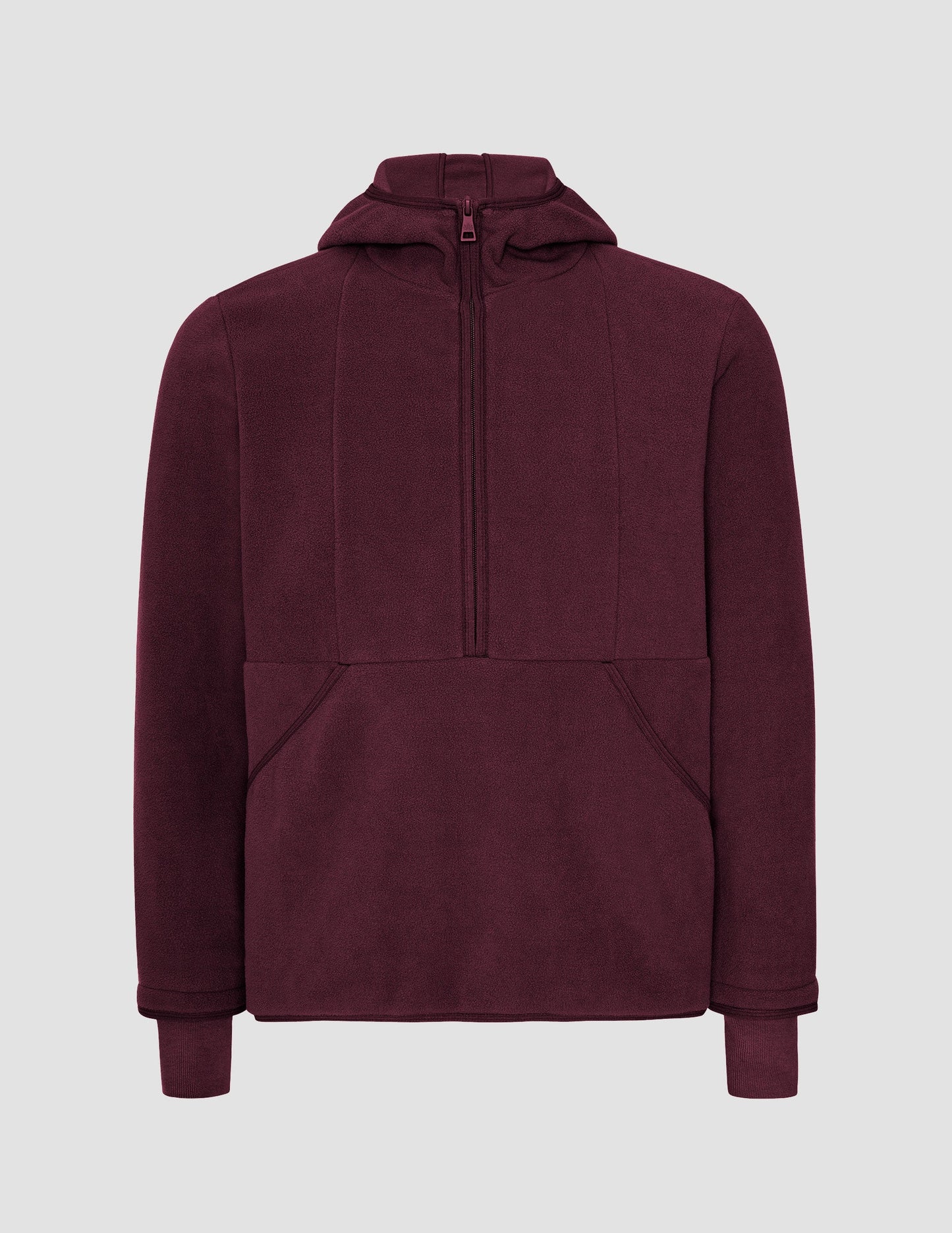 Cozy Fleece Half-Zip Pullover Jacket with Hood and Warm Kangaroo Pocket