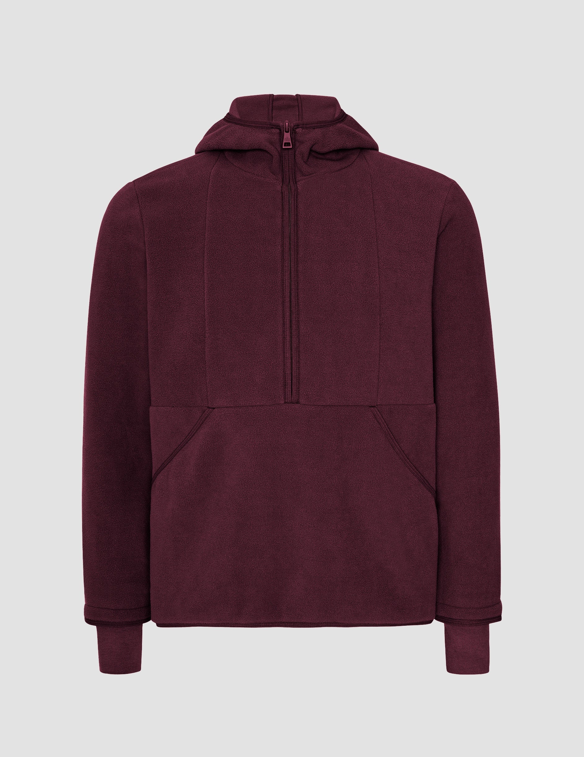 Cozy Fleece Half-Zip Pullover Jacket with Hood and Warm Kangaroo Pocket