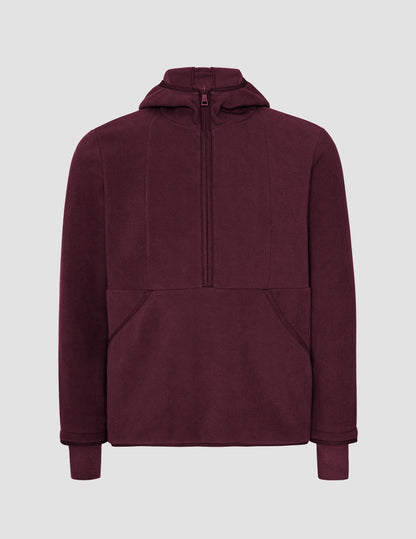 Cozy Fleece Half-Zip Pullover Jacket with Hood and Warm Kangaroo Pocket