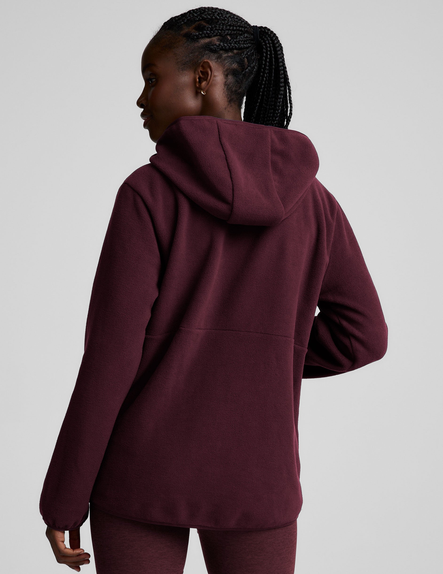 Cozy Fleece Half-Zip Pullover Jacket with Hood and Warm Kangaroo Pocket