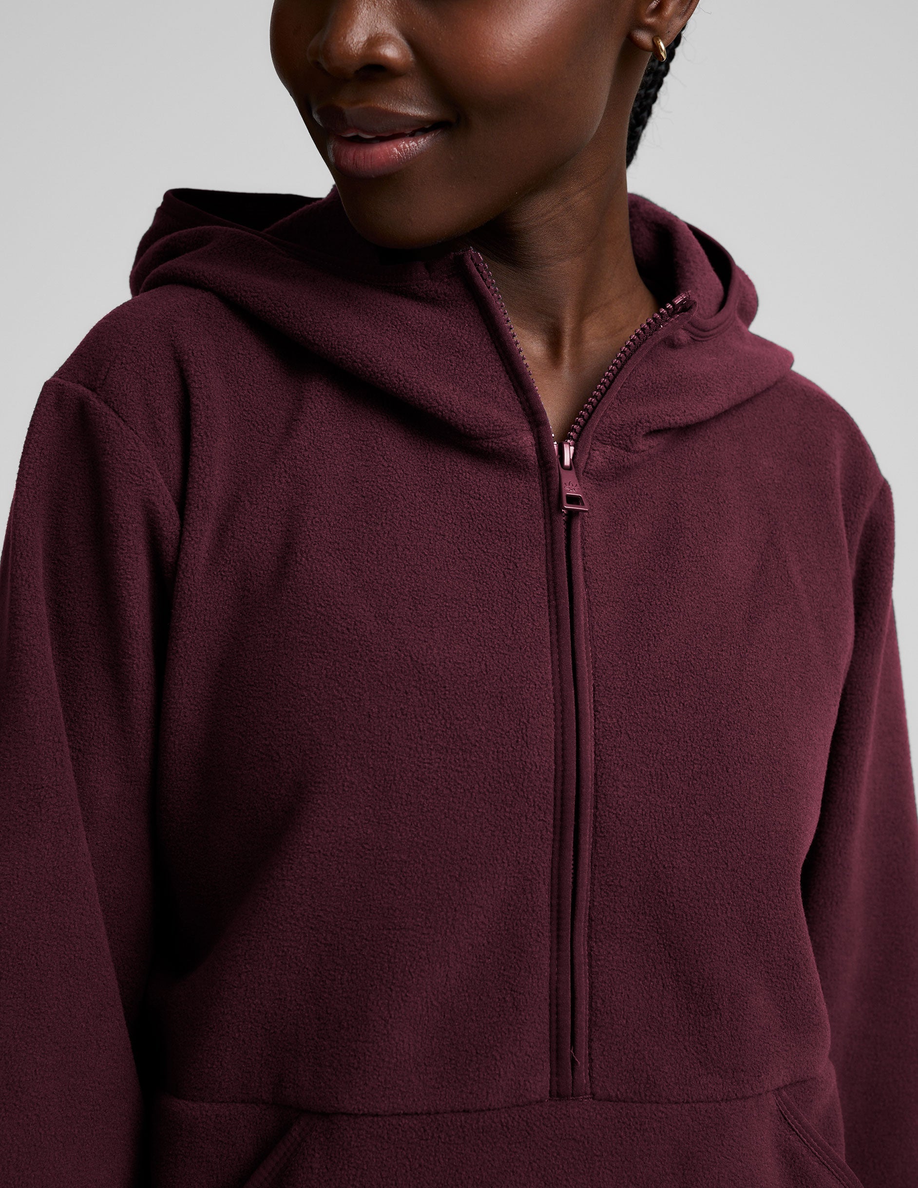 Cozy Fleece Half-Zip Pullover Jacket with Hood and Warm Kangaroo Pocket