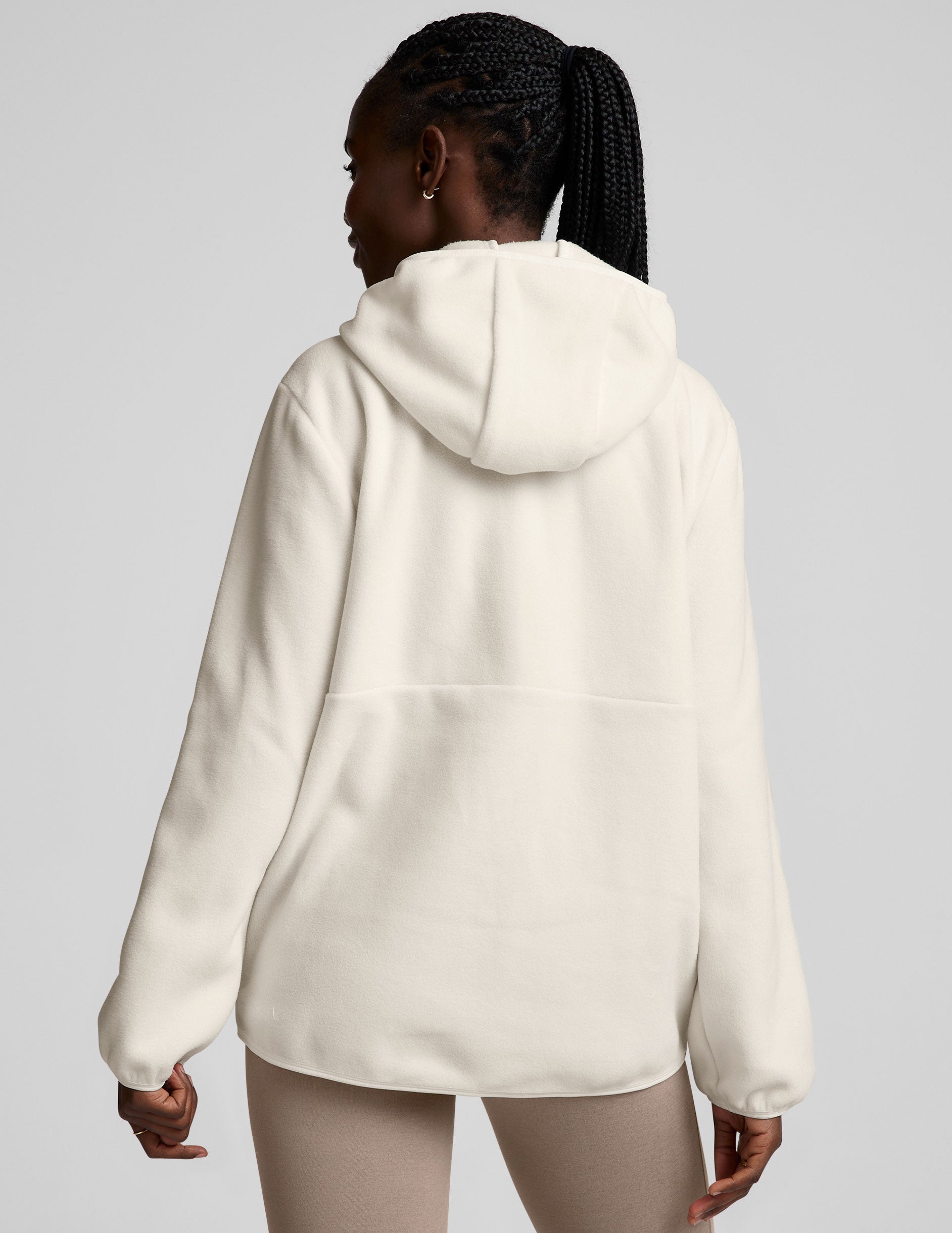 Women's Cozy Fleece Half-Zip Pullover Jacket with Hood and Kangaroo Pocket