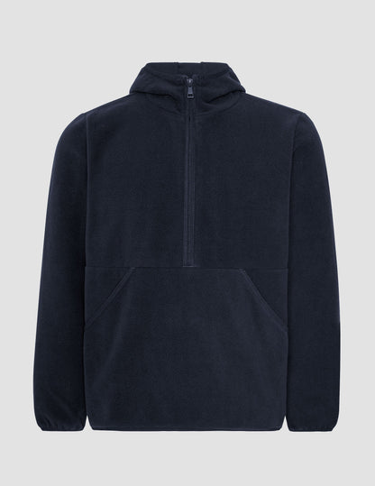 Explorer Cozy Fleece Half-Zip Pullover Jacket: Hooded Comfort with Kangaroo Pocket