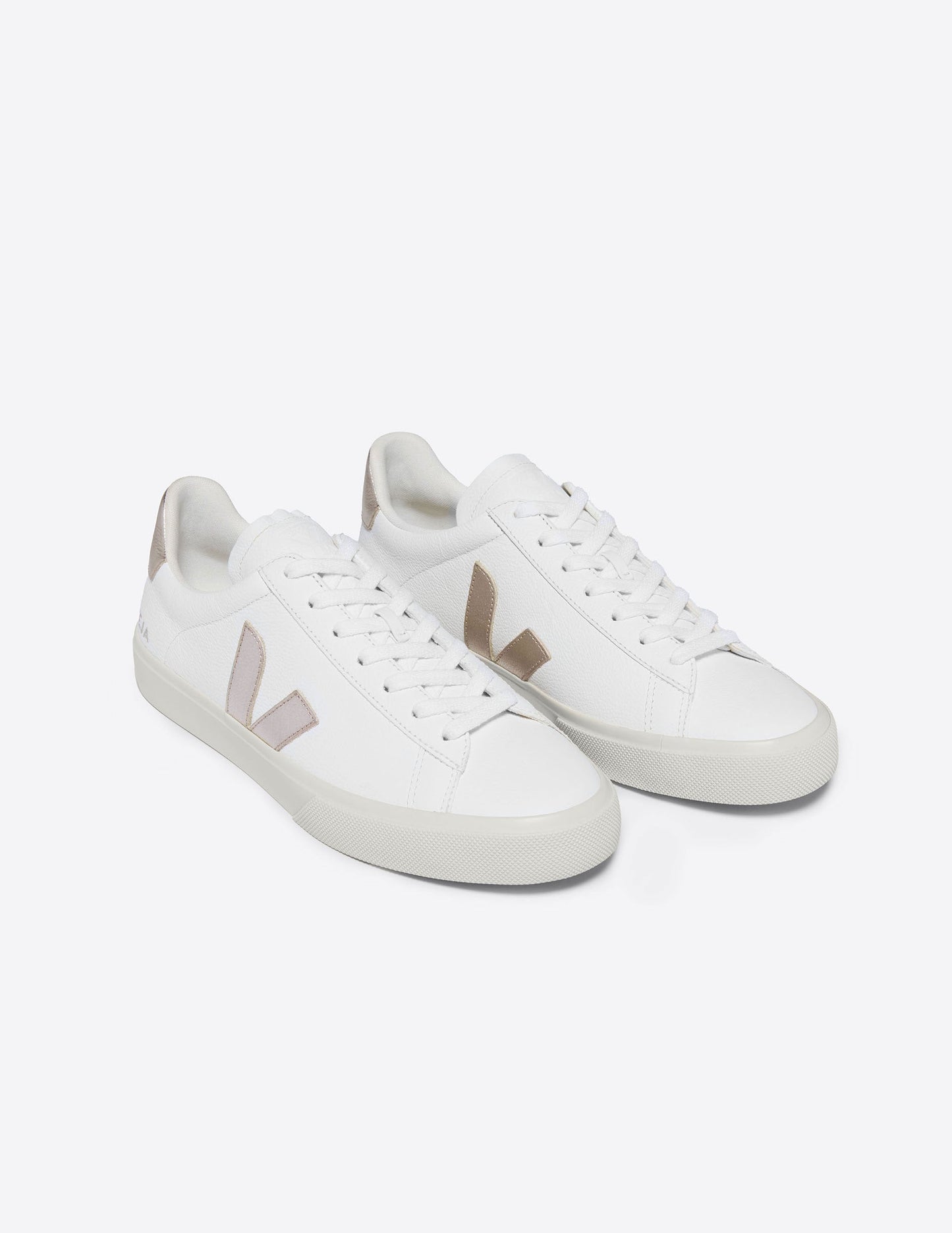 VEJA Campo White Platine Sneakers: Eco-Friendly ChromeFree Leather, Stylish Comfort Shoes