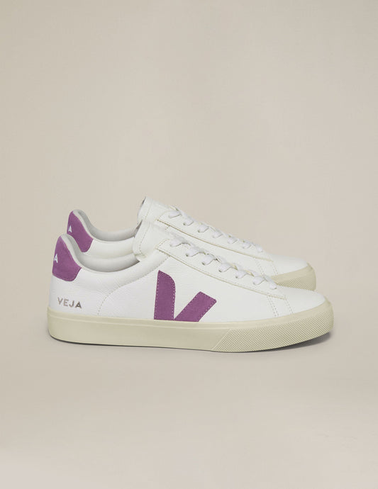VEJA Campo ChromeFree Leather Sneakers: Eco-Friendly, Comfortable, Stylish, White Mulberry Accent