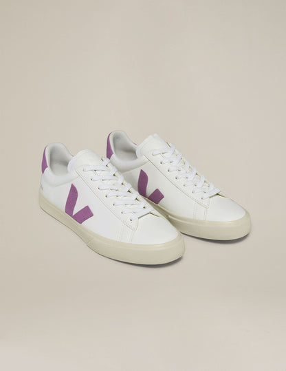 VEJA Campo ChromeFree Leather Sneakers: Eco-Friendly, Comfortable, Stylish, White Mulberry Accent