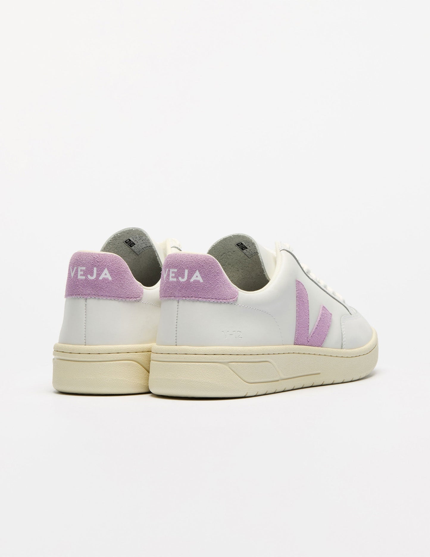 VEJA V-12 Sustainable Leather Low Top Sneakers: Extra White Orchid Color
