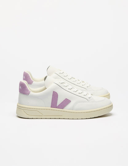 VEJA V-12 Sustainable Leather Low Top Sneakers: Extra White Orchid Color