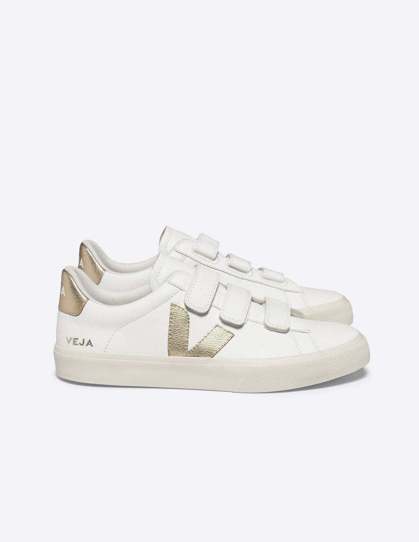 VEJA Recife Sustainable Leather Velcro Sneakers for Women - Extra White Platine