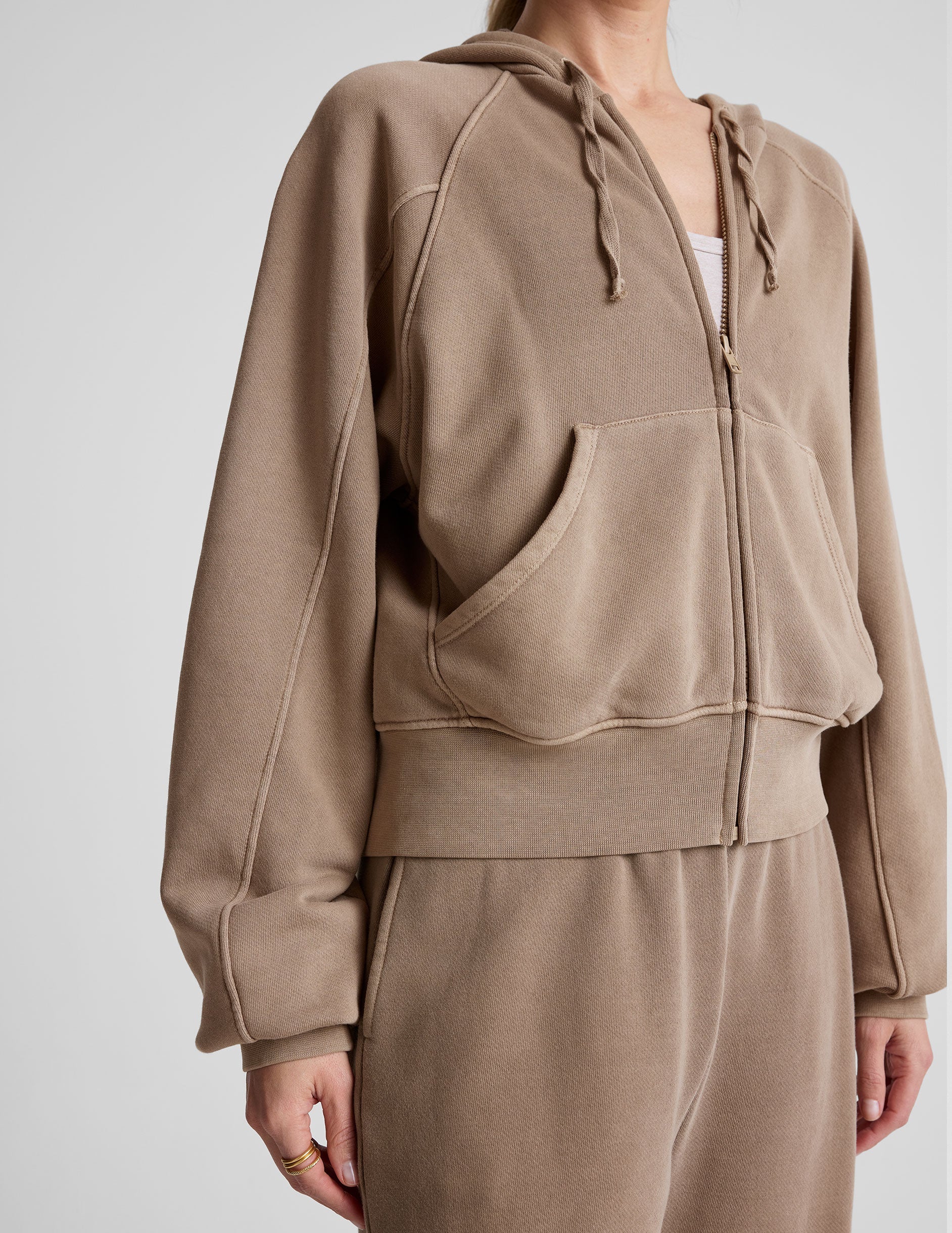 Soft Terry Cali Zip-Up Hoodie: Cozy Comfort, Kangaroo Pockets, High-Hip