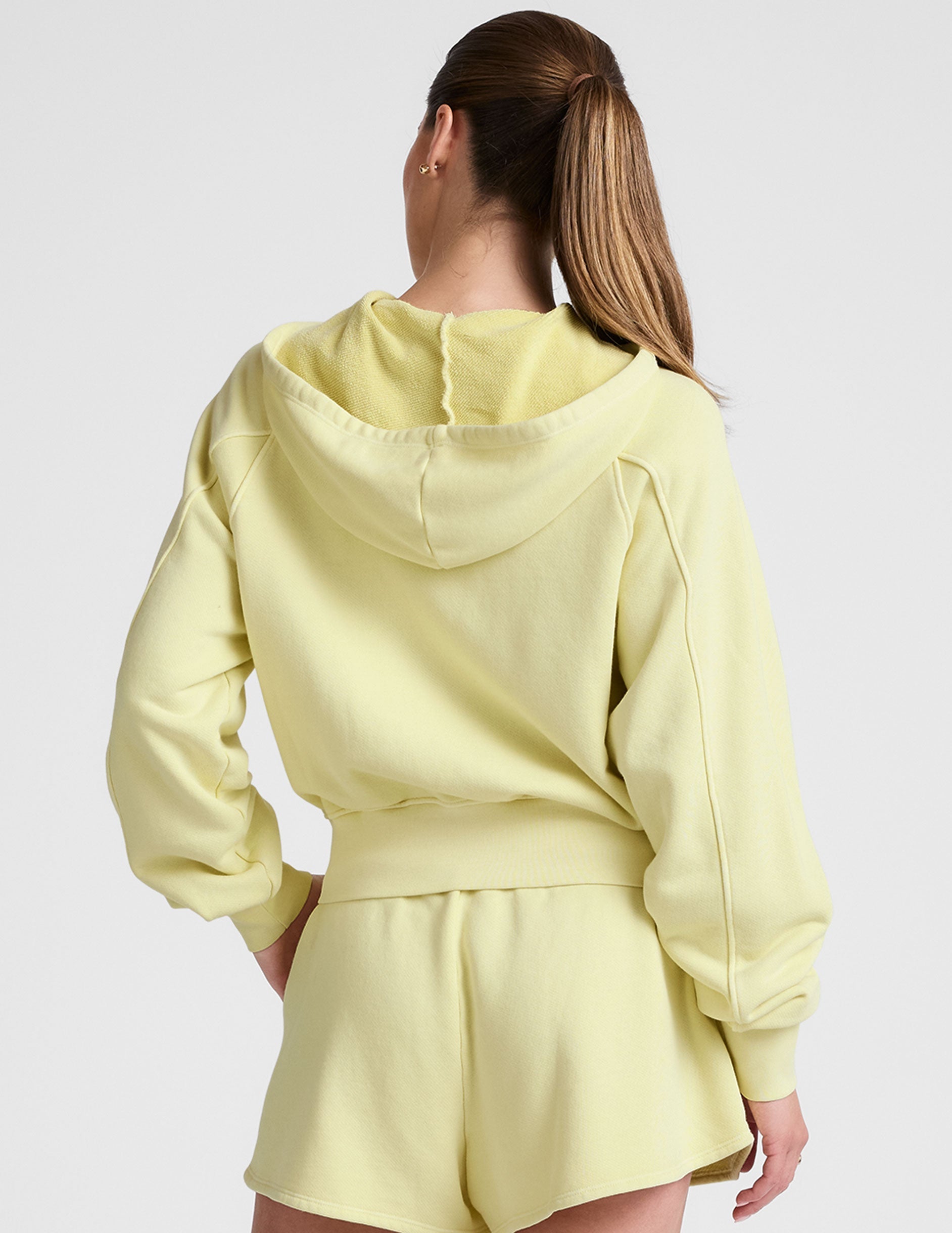 Cozy Terry Zip-Up Hoodie: Relaxed Fit, Kangaroo Pockets, Washed Buttercup Yellow