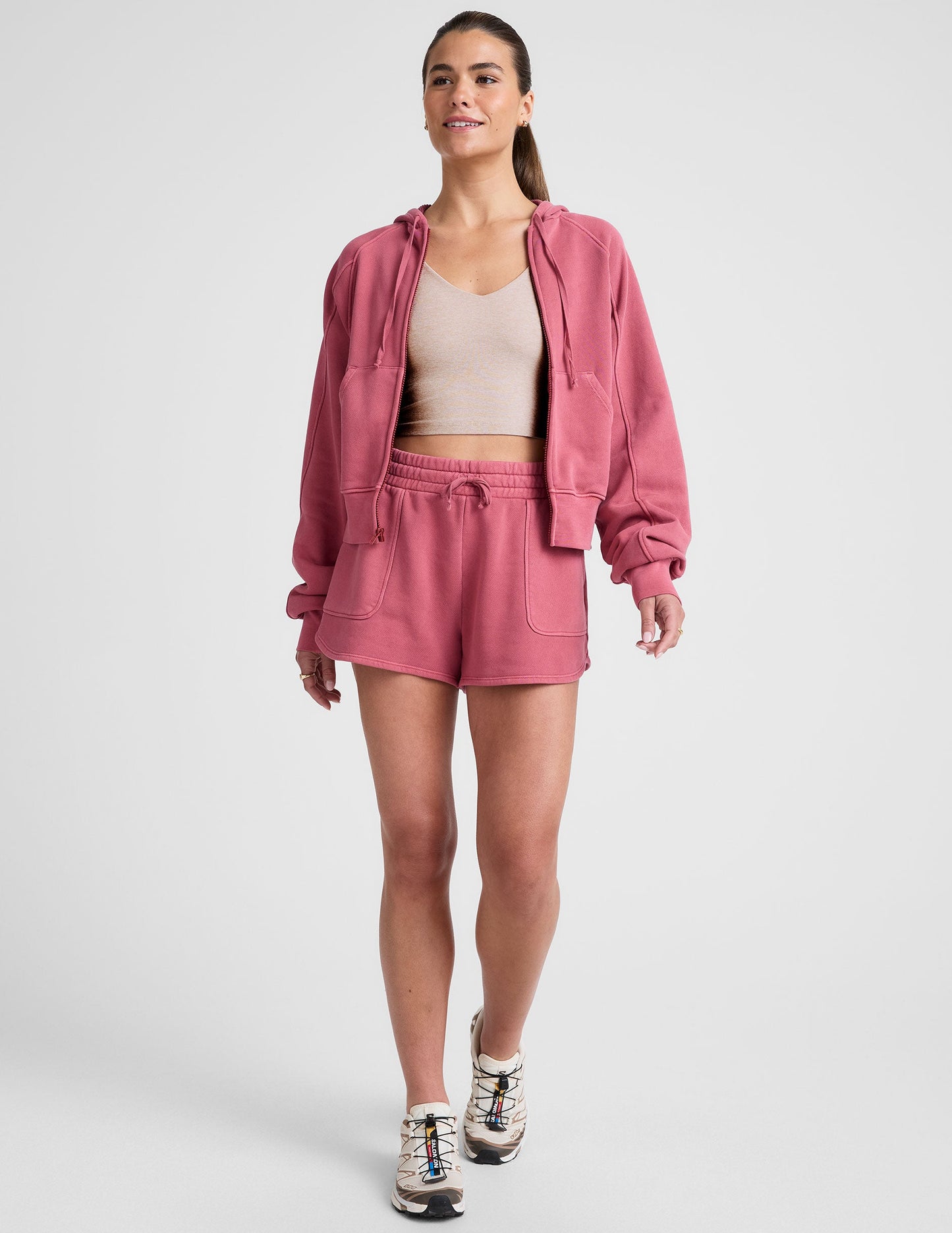 Soft Terry Garment-Dyed Zip-Up Hoodie with Kangaroo Pockets and Drawcords