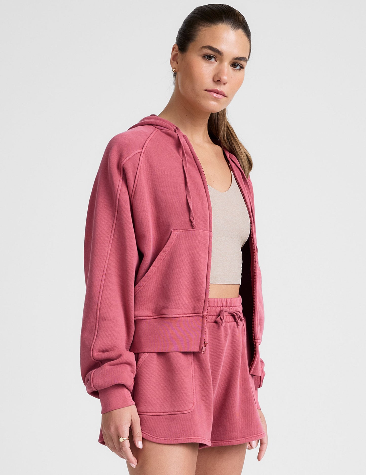 Soft Terry Garment-Dyed Zip-Up Hoodie with Kangaroo Pockets and Drawcords