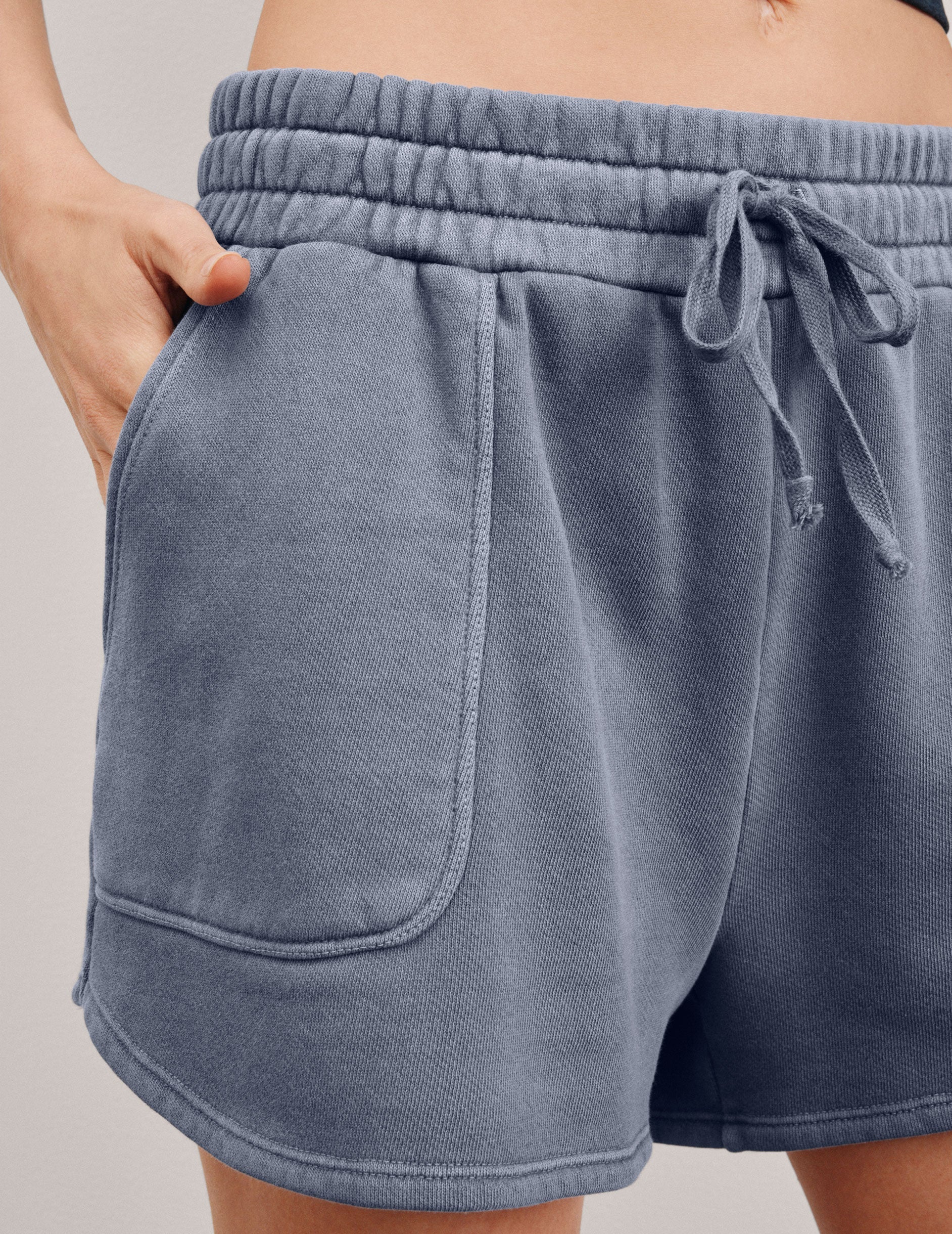 Relaxed Fit Soft Terry Cali Shorts with Elastic Waistband and Pockets