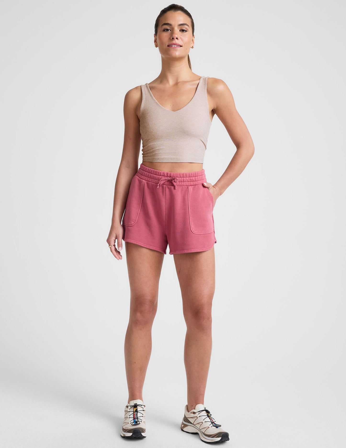 California Comfort Washed Rose Terry Lounge Shorts with Pockets & Drawcord