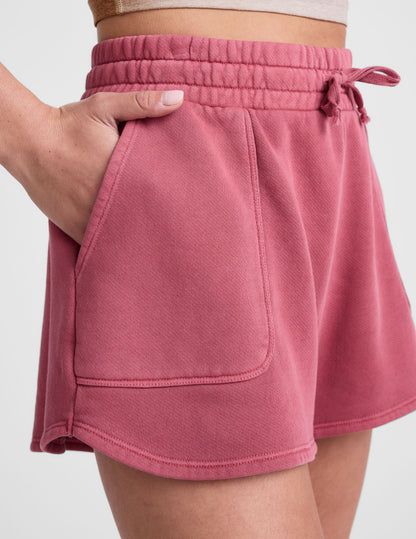 California Comfort Washed Rose Terry Lounge Shorts with Pockets & Drawcord