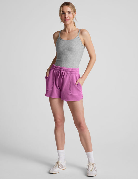 Washed Sunset Violet Cali Terry Drawstring Shorts with Pockets - Relaxed Fit