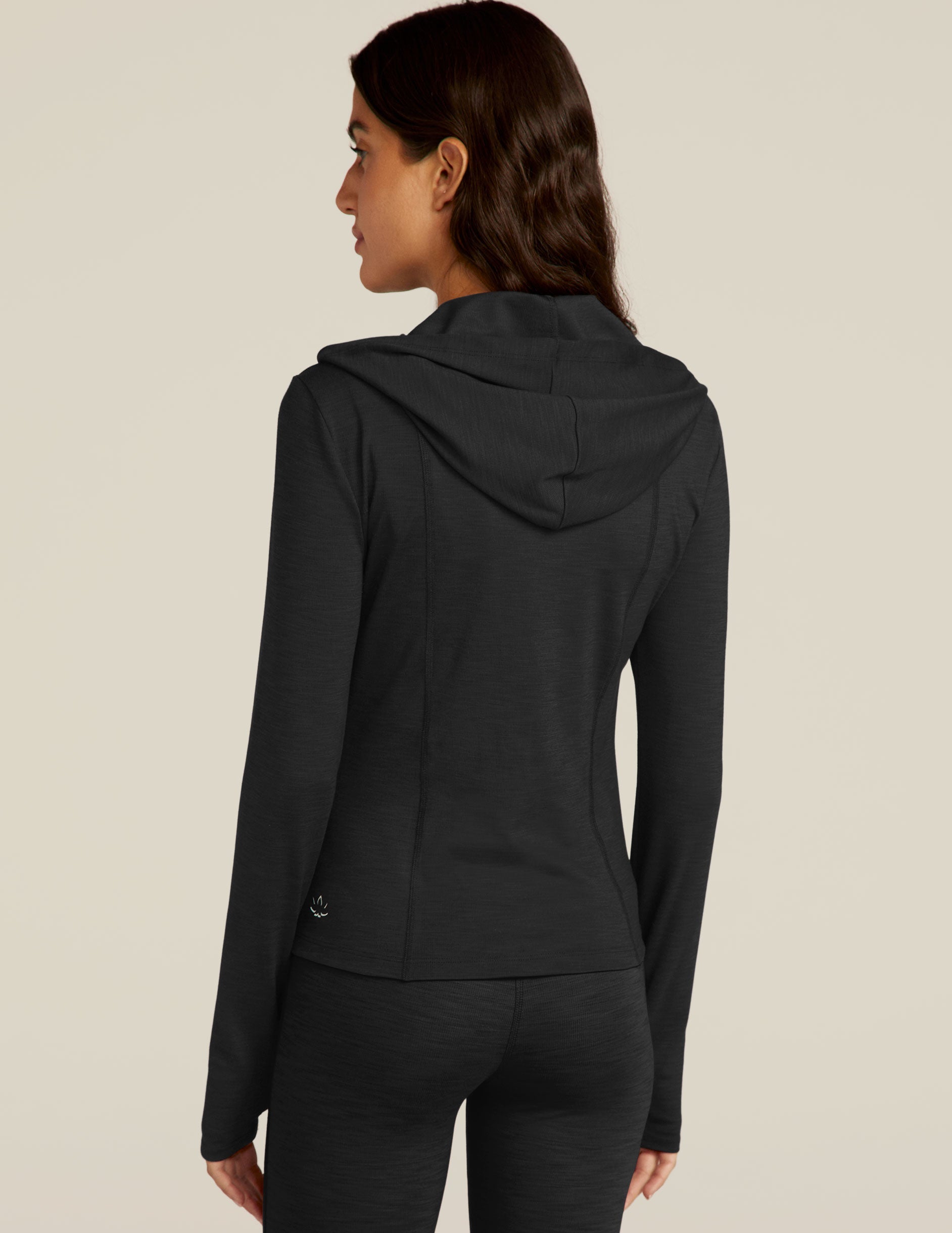 Heather Rib Morning Jog Hoodie: Women's Full-Zip Activewear Jacket with Thumbholes