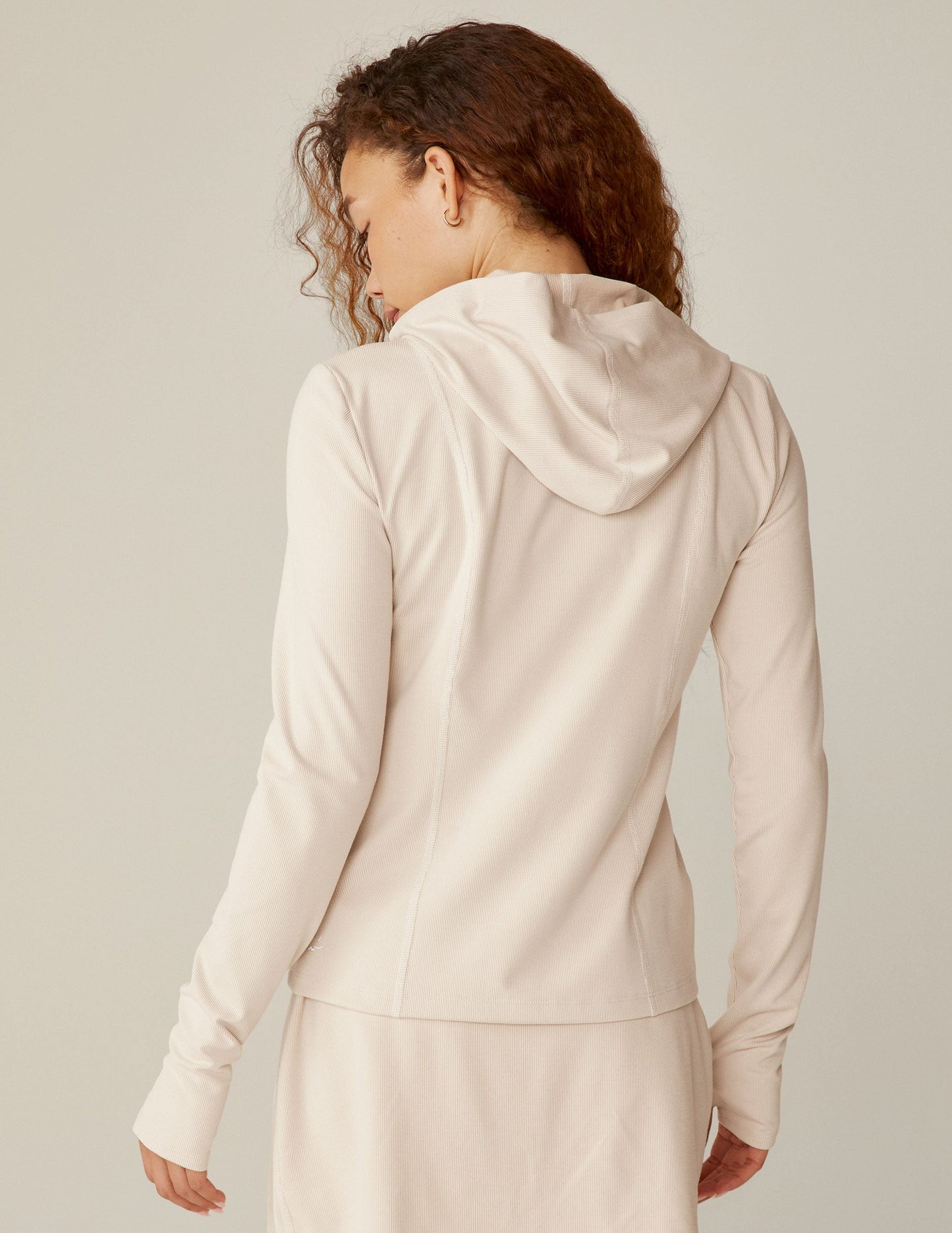 Cozy Heather Ribbed Zip-Up Hoodie: Thumbholes, Pockets, Slim Fit Comfort